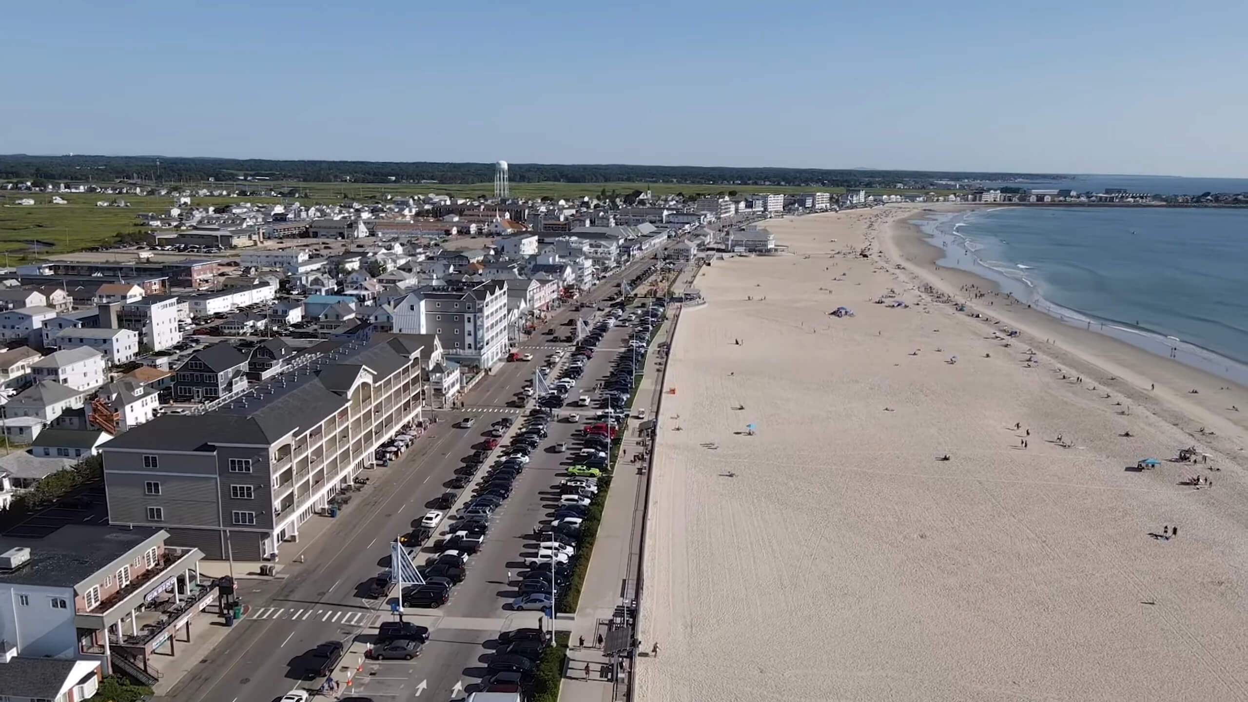 Hampton Beach in New Hampshire captured by drone