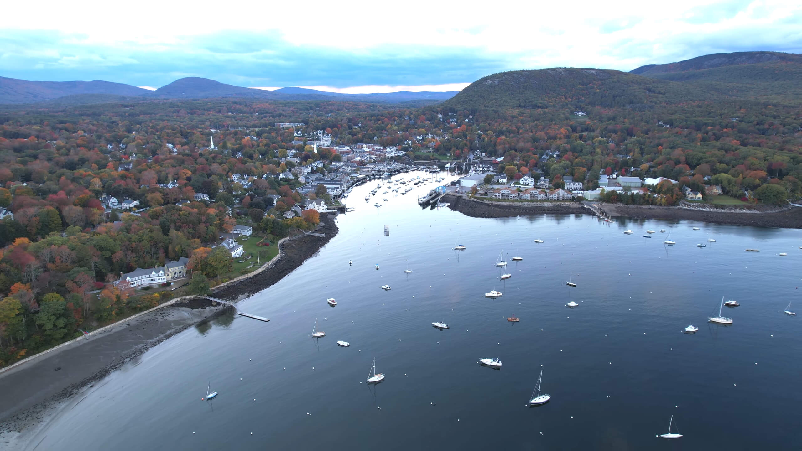 The town of Camden, Maine, captured by a drone