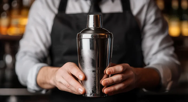 bartender holding shaker in hands