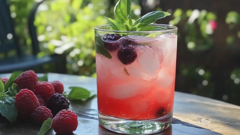 Non-Alcoholic Berry Basil Mocktail